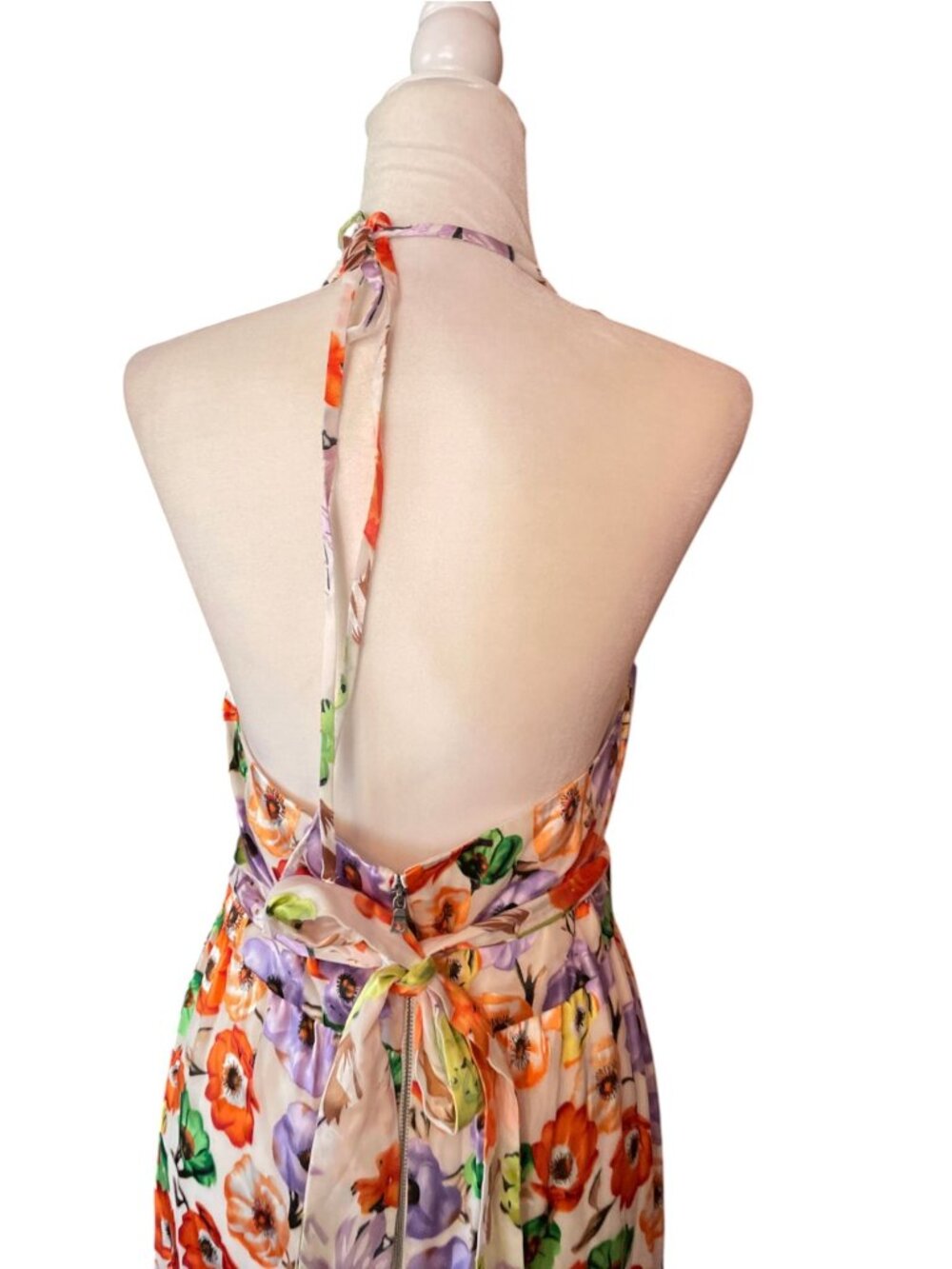 Alice + Olivia Evelia Floral Tie Waist Silk Blend Floral Dress SZ 8 Wedding - Picture 8 of 16